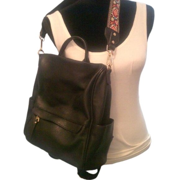 3 in 1 Convertible Backpack Purse Bag Tote Black Large Size - Picture 10 of 11